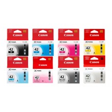 Pachet Cartuse Cerneala Original Canon 1x CLI-42B Negru, 1x CLI-42C Cyan, 1x CLI-42M Magenta, 1x CLI-42Y Galben, 1x CLI-42LGY Light Gri, 1x CLI-42GY Gri, 1x CLI-42PM Magenta foto, 1x CLI-42PC Cyan foto, 104 ml si pix Schneider
