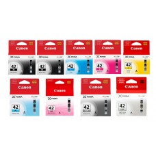 Pachet Cartuse Cerneala Original Canon 2x CLI-42B Negru, 1x CLI-42C Cyan, 1x CLI-42M Magenta, 1x CLI-42Y Galben, 1x CLI-42LGY Light Gri, 1x CLI-42GY Gri, 1x CLI-42PM Magenta foto, 1x CLI-42PC Cyan foto, 117 ml si pix Schneider
