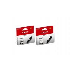 Pachet Cartuse Cerneala Original Canon 2x CLI-551B Negru 14 ml si pix Schneider