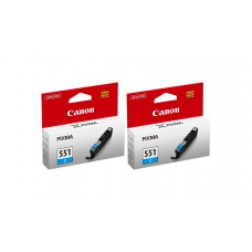 Pachet Cartuse Cerneala Original Canon 2x CLI-551C Cyan 14 ml si pix Schneider