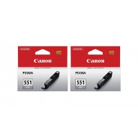 Pachet Cartuse Cerneala Original Canon 2x CLI-551XLGY Gri 22 ml si pix Schneider