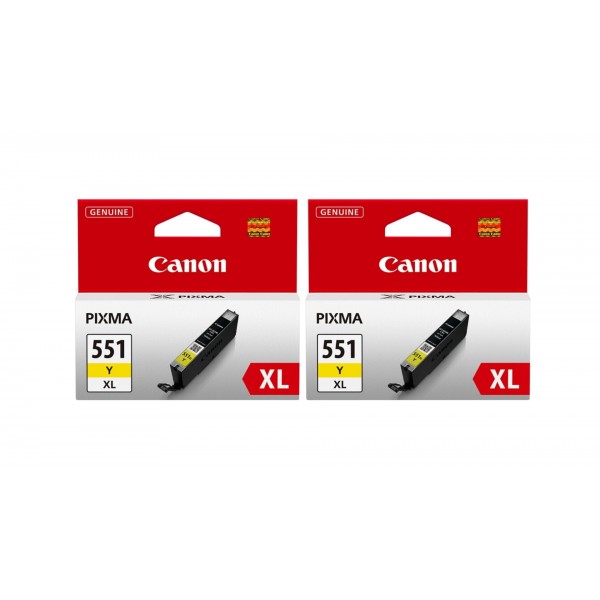 Pachet Cartuse Cerneala Original Canon 2x CLI-551XLY Galben 22 ml si pix Schneider