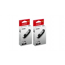 Pachet Cartuse Cerneala Original Canon 2x PGI-570B Negru 30 ml si pix Schneider