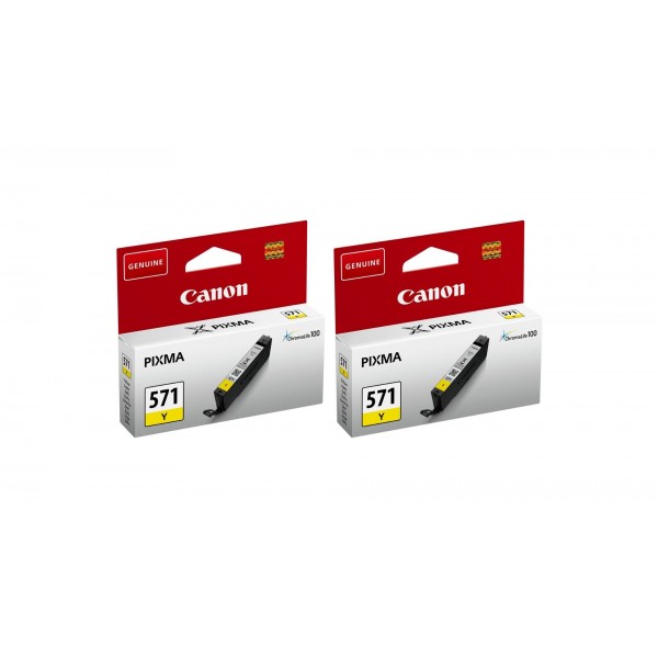 Pachet Cartuse Cerneala Original Canon 2x CLI-571Y Galben 14 ml si pix Schneider
