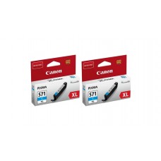 Pachet Cartuse Cerneala Original Canon 2x CLI-571XLC Cyan 22 ml si pix Schneider