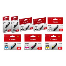 Pachet Cartuse Cerneala Original Canon 2x PGI-570XLB Negru, 2x PGI-570XLB Negru, 1x CLI-571XLC Cyan, 1x CLI-571XLM Magenta, 1x CLI-571XLY Galben, 1x CLI-571GY Gri, 106.4 ml si pix Schneider