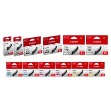Pachet Cartuse Cerneala Original Canon 2x PGI-570XLB Negru, 2x PGI-570XLB Negru, 2x CLI-571XLC Cyan, 2x CLI-571XLM Magenta, 2x CLI-571XLY Galben, 2x CLI-571GY Gri, 146.4 ml si pix Schneider