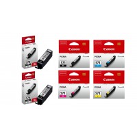 Pachet Cartuse Cerneala Original Canon 2x PGI-570XLB Negru, 1x PGI-570XLB Negru, 1x CLI-551C Cyan, 1x CLI-551M Magenta, 1x CLI-571Y Galben, 72.4 ml si pix Schneider