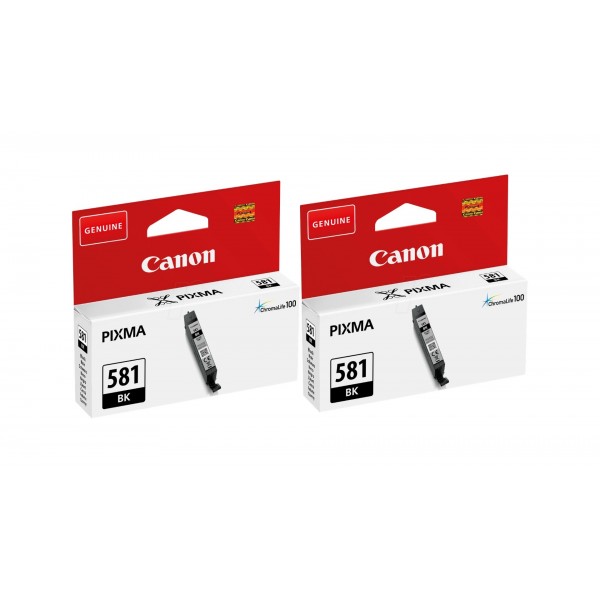 Pachet Cartuse Cerneala Original Canon 2x CLI-581B Negru 11.2 ml si pix Schneider
