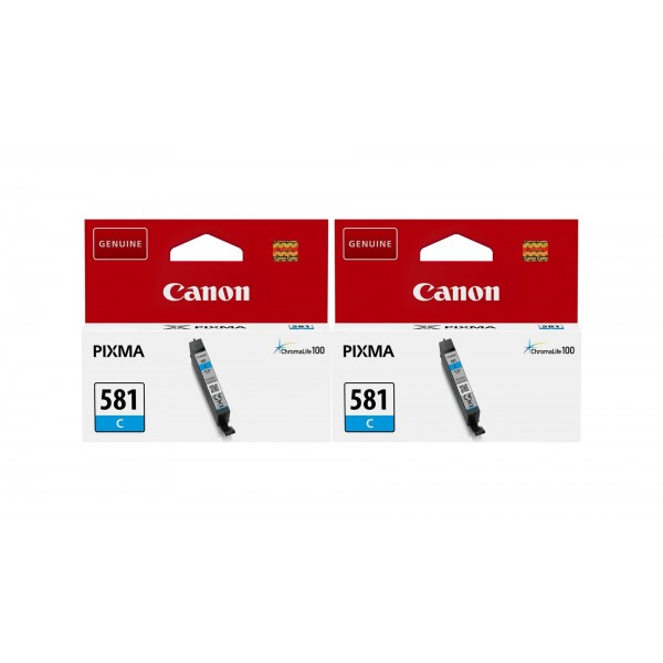 Pachet Cartuse Cerneala Original Canon 2x CLI-581C Cyan 11.2 ml si pix Schneider