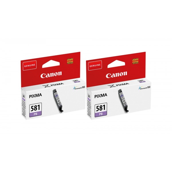 Pachet Cartuse Cerneala Original Canon 2x CLI-581PB Photo Blue 11.2 ml si pix Schneider