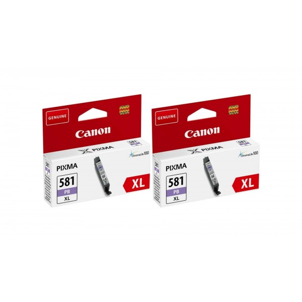 Pachet Cartuse Cerneala Original Canon 2x CLI-581XLPB Photo Blue 16.6 ml si pix Schneider