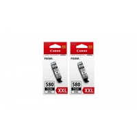 Pachet Cartuse Cerneala Original Canon 2x PGI-580XXLB Negru 51.4 ml si pix Schneider