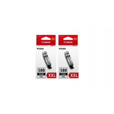 Pachet Cartuse Cerneala Original Canon 2x PGI-580XXLB Negru 51.4 ml si pix Schneider