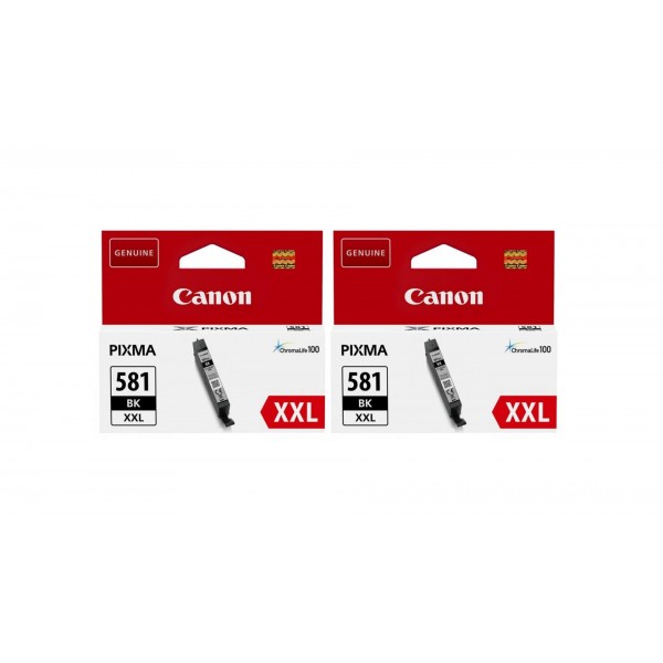 Pachet Cartuse Cerneala Original Canon 2x CLI-581XXLB Negru 23.4 ml si pix Schneider