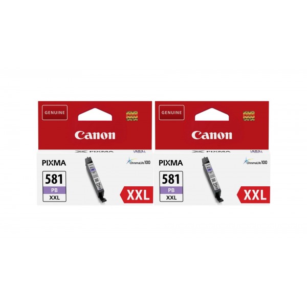 Pachet Cartuse Cerneala Original Canon 2x CLI-581XXLPB Photo Blue 23.4 ml si pix Schneider