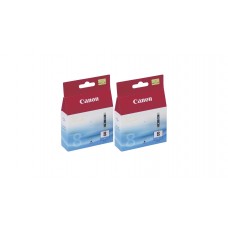 Pachet Cartuse Cerneala Original Canon 2x CLI-8C Cyan 26 ml si pix Schneider