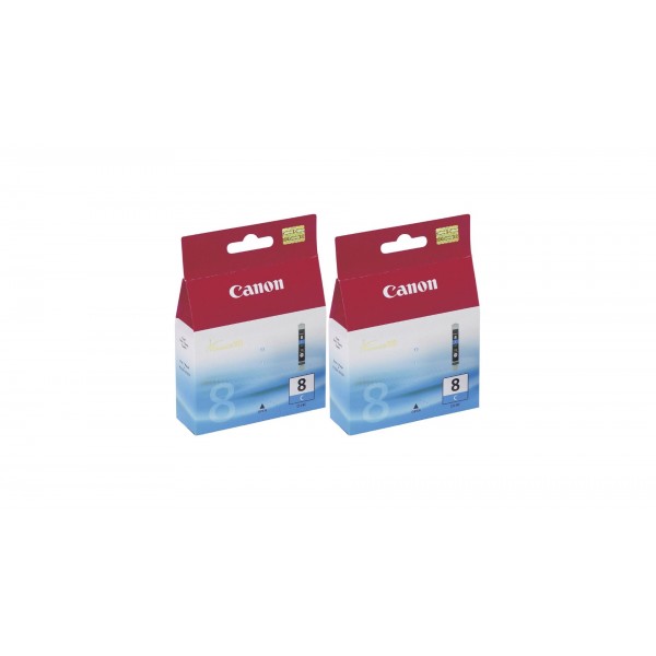 Pachet Cartuse Cerneala Original Canon 2x CLI-8C Cyan 26 ml si pix Schneider