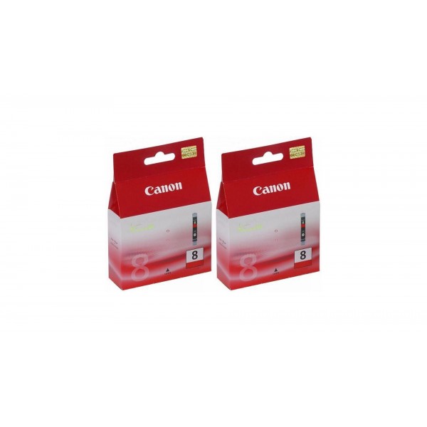 Pachet Cartuse Cerneala Original Canon 2x CLI-8R Rosu 26 ml si pix Schneider