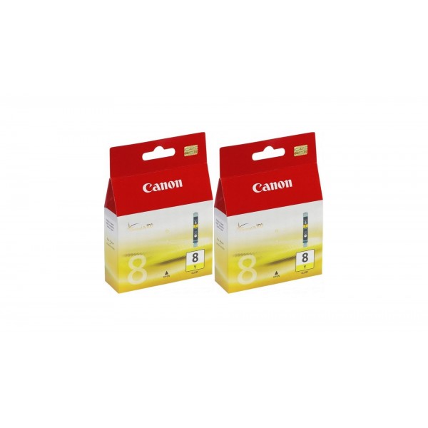 Pachet Cartuse Cerneala Original Canon 2x CLI-8Y Galben 26 ml si pix Schneider