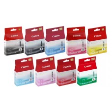 Pachet Cartuse Cerneala Original Canon 1x PGI-5B Negru, 1x CLI-8B Negru, 1x CLI-8C Cyan, 1x CLI-8M Magenta, 1x CLI-8Y Galben, 1x CLI-8G Green, 1x CLI-8R Rosu, 1x CLI-8M Magenta, 1x CLI-8C Cyan, 130 ml si pix Schneider