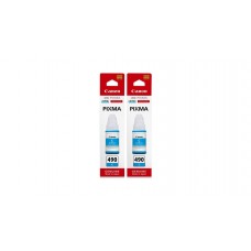 Pachet Cartuse Cerneala Original Canon 2x GI-490C Cyan 140 ml si pix Schneider