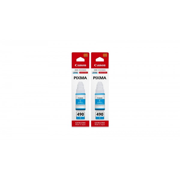 Pachet Cartuse Cerneala Original Canon 2x GI-490C Cyan 140 ml si pix Schneider
