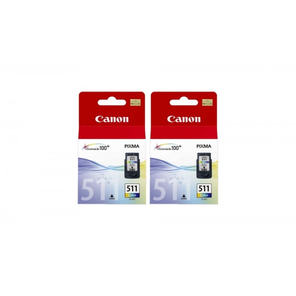 Pachet Cartuse Cerneala Original Canon 2x CL-511 Color 18 ml si pix Schneider