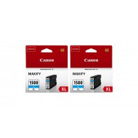 Pachet Cartuse Cerneala Original Canon 2x PGI-1500XLC Cyan 24 ml si pix Schneider