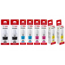 Pachet Cartuse Cerneala Original Canon 2x GI-40B Negru, 2x GI-40C Cyan, 2x GI-40M Magenta, 2x GI-40Y Galben, 58200 pagini si pix Schneider