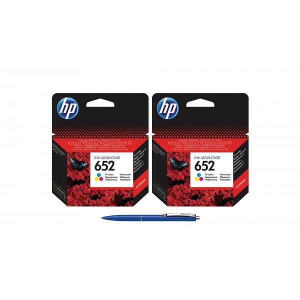 Set Cartus Cerneala Original HP652 2x F6V24AE Color 400 pagini cu Pix Schneider