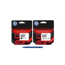 Set Cartus Cerneala Original HP652 1x F6V25AE Negru + 1x F6V24AE Color 560 pagini cu Pix Schneider