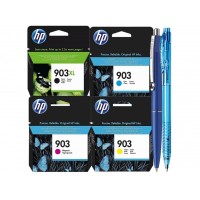 Set Cartuse Cerneala Original HP 903XL T6M15AE Negru 903 T6L87AE Cyan, 903 T6L91AE Magenta, 903 T6L95AE Yellow 1770 pagini, Pix cu mecanism si Pix Schneider