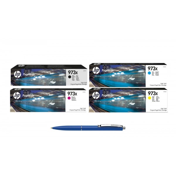 Pachet MAG4U Cartuse Cerneala Originale 1 buc L0S07AE (973X) Black 1 buc F6T81AE Cyan 1 buc F6T82AE Magenta 1 buc F6T83AE Yellow si Pix Schneider