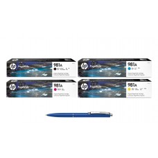 Pachet MAG4U Cartuse Cerneala Originale 1 buc J3M71A (981A) Black 1 buc J3M68A Cyan 1 buc J3M69A Magenta 1 buc J3M70A Yellow si Pix Schneider