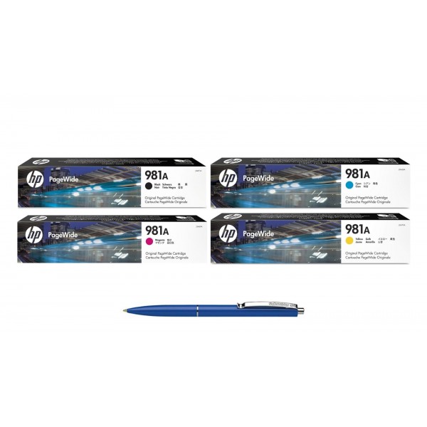 Pachet MAG4U Cartuse Cerneala Originale 1 buc J3M71A (981A) Black 1 buc J3M68A Cyan 1 buc J3M69A Magenta 1 buc J3M70A Yellow si Pix Schneider