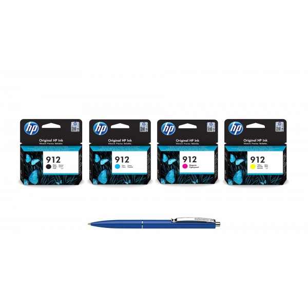 Pachet MAG4U Cartuse Cerneala Originale 1 buc 3YL80AE (912) Black 1 buc 3YL77AE Cyan 1 buc 3YL78AE Magenta 1 buc 3YL79AE Yellow si Pix Schneider