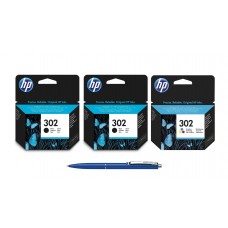 Pachet MAG4U Cartuse Cerneala Originale 2 bucati F6U66AE (302) Black si 1 bucata F6U65AE (302) si Pix Schneider