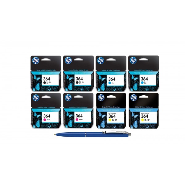 Pachet MAG4U Cartuse Cerneala Originale 2X CB316EE (364) Black, 2X CB318EE (364) Cyan, 2X CB319EE (364) Magenta, CB320EE (364) Yellow si Pix Schneider