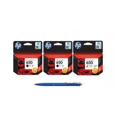 Pachet MAG4U Cartuse Cerneala Originale 2 bucati CZ101AE (650) Black si 1 bucata CZ102AE (650) si Pix Schneider