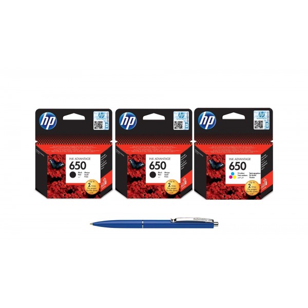 Pachet MAG4U Cartuse Cerneala Originale 2 bucati CZ101AE (650) Black si 1 bucata CZ102AE (650) si Pix Schneider