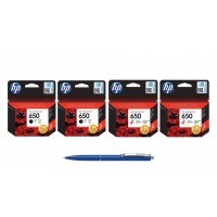 Pachet MAG4U Cartuse Cerneala Originale 2 bucati CZ101AE (650) Black si 2 bucati CZ102AE (650) si Pix Schneider