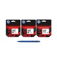 Pachet MAG4U Cartuse Cerneala Originale 2 bucati F6V25AE (652) Black si 1 bucata F6V24AE (652) si Pix Schneider