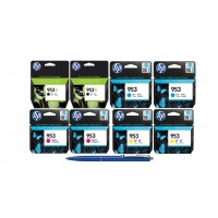 Pachet MAG4U Cartuse Cerneala Originale 2X L0S70AE (953XL) Black, 2X F6U12AE (953) Cyan, 2X F6U13AE (953) Magenta, F6U14AE (953) Yellow si Pix Schneider