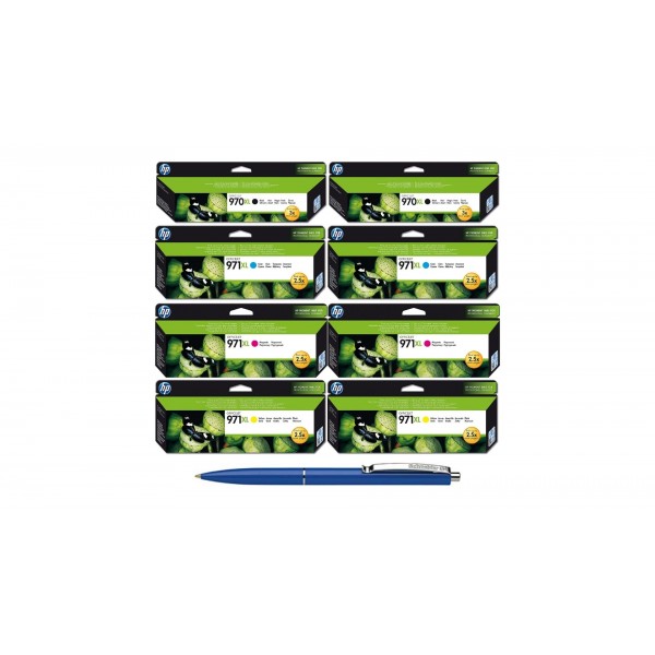 Pachet MAG4U Cartuse Cerneala Originale 2X CN625AE (970XL) Black, 2X CN626AE (971XL) Cyan, 2X CN627AE (971XL) Magenta, CN628AE (971XL) Yellow si Pix Schneider