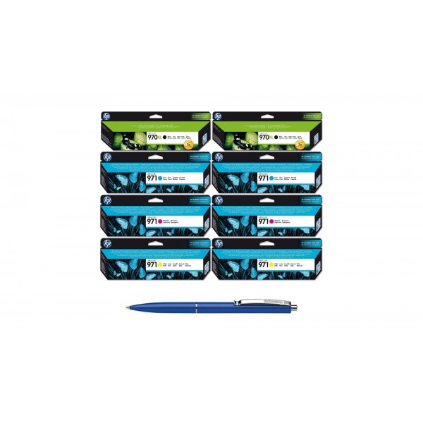 Pachet MAG4U Cartuse Cerneala Originale 2X CN625AE (970XL) Black, 2X CN622AE (971) Cyan, 2X CN623AE (971) Magenta, CN624AE (971) Yellow si Pix Schneider