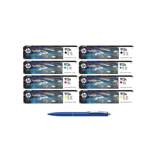 Pachet MAG4U Cartuse Cerneala Originale 2X L0R95AE (913A) Black, 2X F6T77AE (913A) Cyan, 2X F6T78AE (913A) Magenta, F6T79AE (913A) Yellow si Pix Schneider