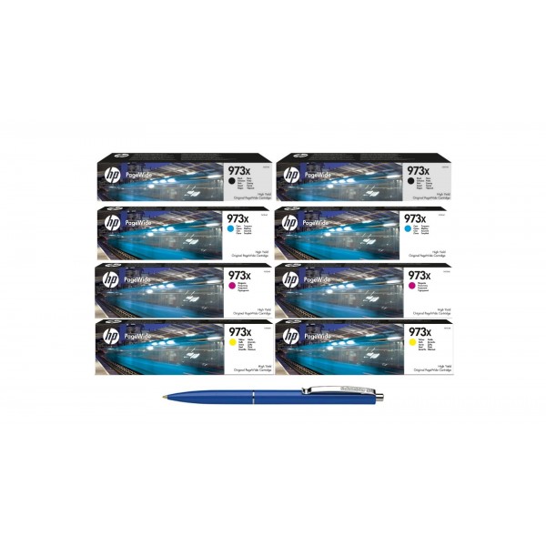 Pachet MAG4U Cartuse Cerneala Originale 2X L0S07AE (973X) Black, 2X F6T81AE (973X) Cyan, 2X F6T82AE (973X) Magenta, F6T83AE (973X) Yellow si Pix Schneider