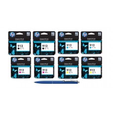 Pachet MAG4U Cartuse Cerneala Originale 2X 3YL80AE (912) Black, 2X 3YL77AE (912) Cyan, 2X 3YL78AE (912) Magenta, 3YL79AE (912) Yellow si Pix Schneider