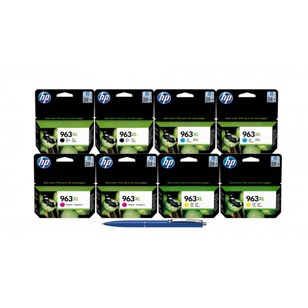Pachet MAG4U Cartuse Cerneala Originale 2X 3JA30AE (963XL) Black, 2X 3JA27AE (963XL) Cyan, 2X 3JA28AE (963XL) Magenta, 3JA29AE (963XL) Yellow si Pix Schneider
